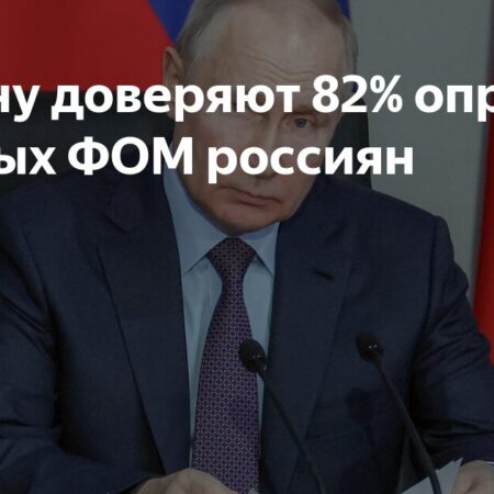 ФОМ: Путину доверяют 82% россиян, 83% одобряют его работу