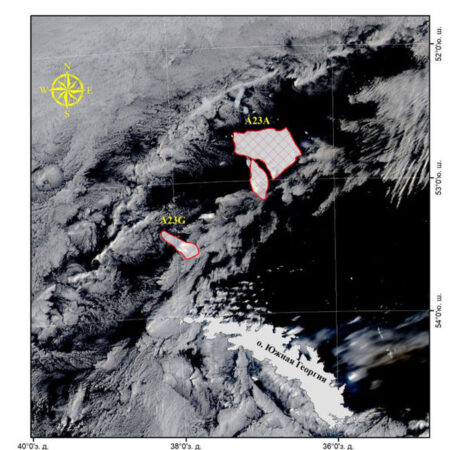 Крупнейший айсберг А23а продолжает разрушаться